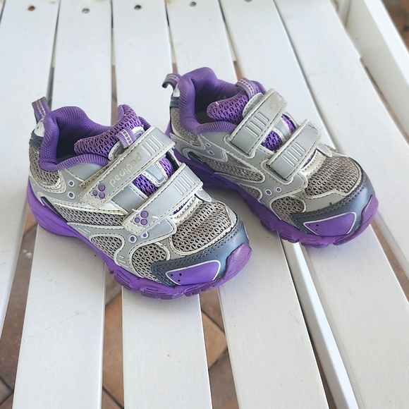 Pediped FLEX Purple Silver Sneaker for Girls EU24, US7.5-8 - Picture 2 of 7